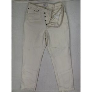 Abercrombie & Fitch Jeans Womens 16L White Dad Relaxed High Rise Button Fly Read